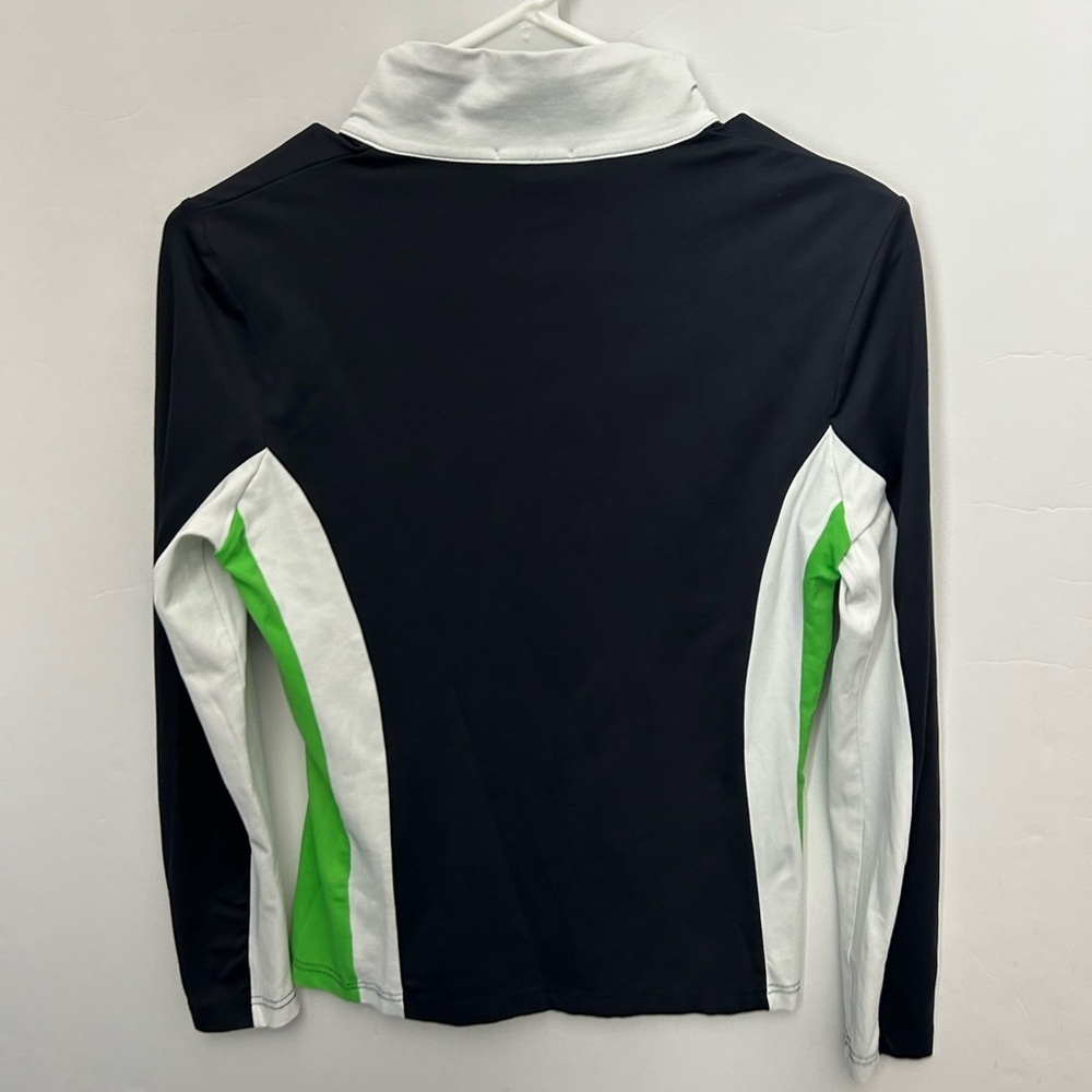 Golfino Black, White & Green Quarter-Zip Pullover Size 8 - Picture 2 of 5
